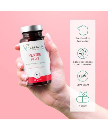 Flat Belly | Against Bloating and Swollen Stomach | Reduces the Assimilation of Fat and Sugars | ID-alG Patented Active with Proven Effectiveness | 60 Vegan Capsules | Made in France | Terravita - Buy Online on GoSupps.com