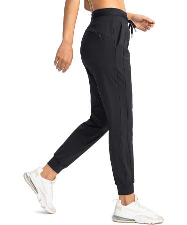 High-Waisted Women's Joggers with Zipper Pockets, Black, Medium - Buy Online on GoSupps.com