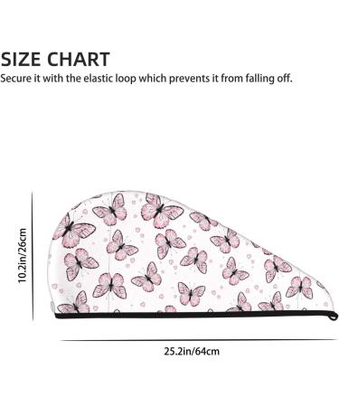 Buy Hair Towel Wrap - Quick-Drying Towel Turban with Button | Pink Butterflies Design | International Shipping Available - Buy Online on GoSupps.com
