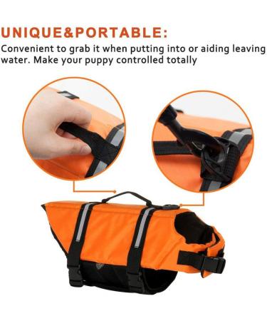 Wallpage Dog Life Jacket - Fainfun Reflective & Adjustable Buoyancy Vest for Small & Large Dogs (XL Orange) - Ripstop Swim Safety & Rescue Handle - Buy Online on GoSupps.com