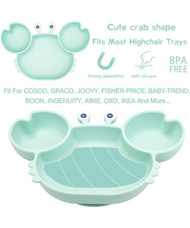Silicone Suction Plate for Toddlers - Non-Slip Baby Bowl Dish - BPA Free - Microwave & Dishwasher Safe - Crab-cyan - Buy Online on GoSupps.com