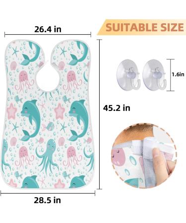 Beard Bib Apron for Men - Non-Stick Waterproof Hair Catcher Cape for Shaving & Trimming | Dolphin Jellyfish & Starfish Designs - International Shipping Available - Buy Online on GoSupps.com