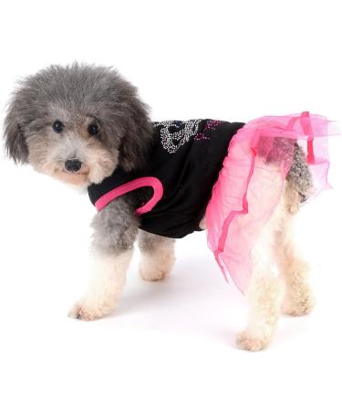 Ranphy Rhinestone Princess Dog Dress - Lace Tutu Vest Skirt for Small Dogs & Cats - Stylish Girl Clothes in Pink & Black - Buy Online on GoSupps.com