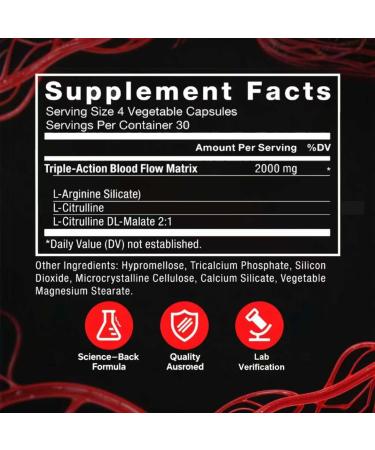 Nitric Oxide Booster Supplement Fast-Acting Formula with L-Arginine L-Citrulline Energy Heart Health Muscle Growth & Circulation Support Gluten Free Vegan Capsules - 90 Capsules - Buy Online on GoSupps.com