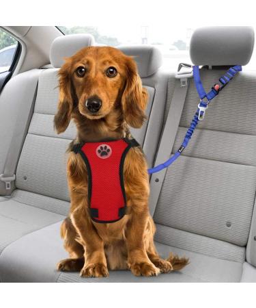 Buy Slowton 2-in-1 Dog Car Seat Belt | Adjustable & Reflective Headrest Retention | Universal Buckle | G.Hellblau - 2PCS - Buy Online on GoSupps.com