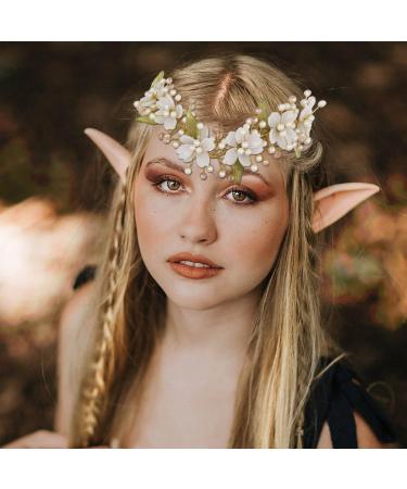 IYOU Fairy Flower Headband Gold Pearl Hair Band Crown Leaf Elf Headpiece Tiara Woodland Princess Wedding Hair Accessories for Women and Girls - Buy Online on GoSupps.com