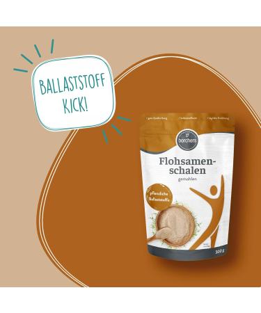 BORCHERS Ground psyllium husks 500 g with inulin swelling effect rich in fiber vegan popular in baking for dishes and drinks tasteless - Buy Online on GoSupps.com