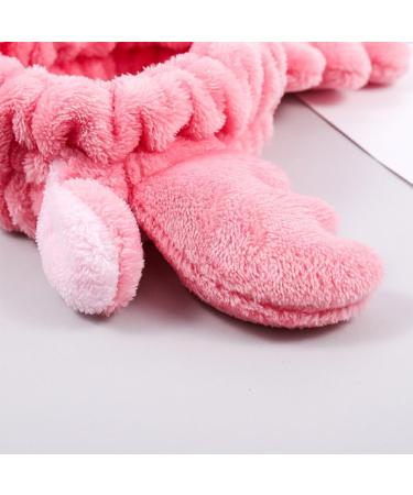 Ailan Spa Headband Soft And Elastic And Stretchy Cute Bow Animal Ears Hairbands Flannel Up Headband Pink - Buy Online on GoSupps.com