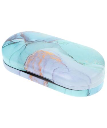COHEALI 2 in 1 Double Sided Contact Lens Eyeglasses Cases Marble Print Glasses Case with Mirror Tweezer Portable Glasses Box for Glasses Sunglasses