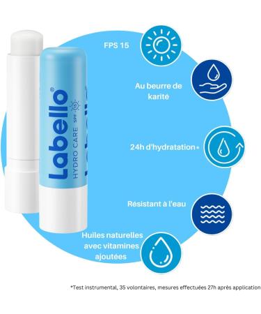 LABELLO Duo Hydro-Care (2 x 5.5 ml) Lip balm SPF 15 long-lasting hydration for 24 hours Lip care enriched with natural oils and shea butter - Buy Online on GoSupps.com