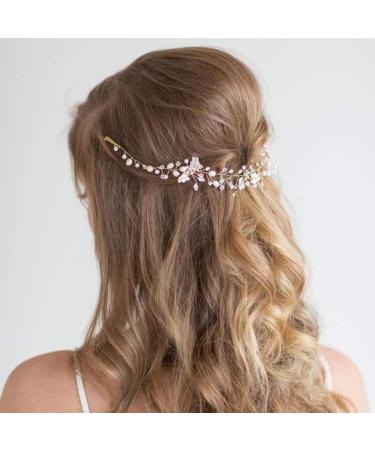Yikisdy Rhinestone Bride Wedding Hair Comb - Pearl Leaf Crystal Bridal Accessories (Rose Gold) - Buy Online on GoSupps.com