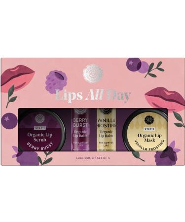 Lips All Day | Includes 2 Lip Balms Lip Mask & Lip Scrub in Vanilla Frosting and Berry Burst Flavors