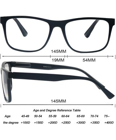 OLOMEE Reading Glasses 2.00 Men's Oversized Large Square Readers Black Frame 4 Pack - Lightweight Eyeglasses for Reading with Flexible Spring Hinge - Buy Online on GoSupps.com