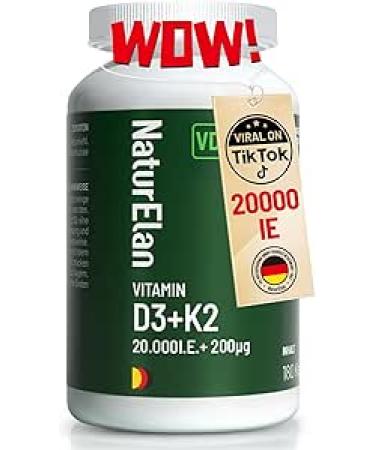 Vitamin D3 K2 capsules highly dose - 20000i.e.+ Vitamin K2 MK7 200 MCG Pro dose vitamin D 180 vegetarian capsules without additives produced in Germany - Buy Online on GoSupps.com