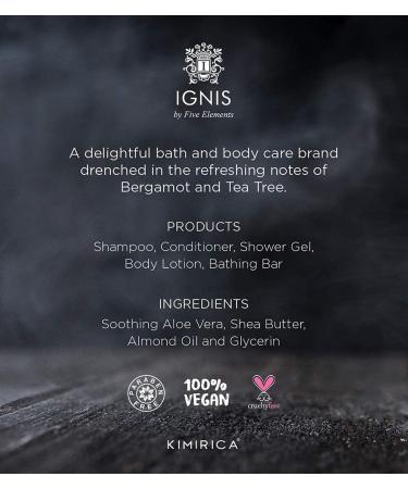 Kimirica Ignis Bergamot and Tea Tree Shampoo For Men made with Naturally Derived Extracts for All Hair Types 100% Vegan Paraben and SLS Free 300ml - Buy Online on GoSupps.com