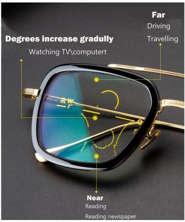 NYASAA Progressive Multifocal Reading Glasses for Men - Metal Square Frame Blue Light Blocking Eyewear 3.50x Magnification Stylish Black Design - International Shipping Available - Buy Online on GoSupps.com