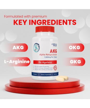Adrenalwork L-Arginine 1000mg with AKG CA AKG Supplement with L-Tyrosine, Vitamins & Minerals Pre-Workout Energy & Daily Wellness Support 90 Day Supply 180 Capsules - Buy Online on GoSupps.com