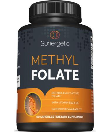 Premium Methyl Folate Supplement  Methyl Folate Capsules with Methylated Vitamin B12 and Vitamin B6  Metabolically Active Folate as Magnafolate - Methylfolate 400 mcg per Capsule  60 Capsules