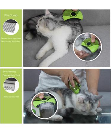 LEWARM 3-in-1 Cat Comb for Small Dogs and Cats - Grooming Trimming Tool - Green - Buy Online on GoSupps.com