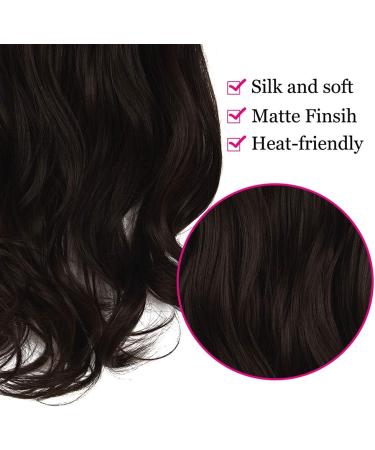 Dark Brown Halo Hair Extension 18 Inch Wavy Curly Synthetic Hairpiece - Heat Friendly Fiber - No Clip - OMGREAT - Buy Online on GoSupps.com