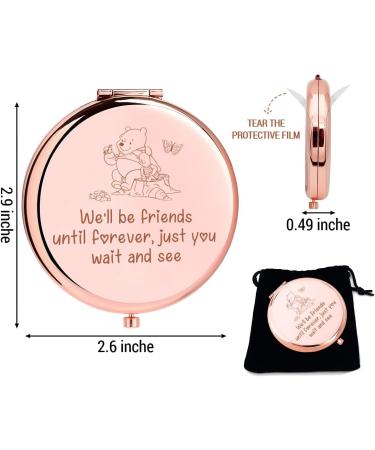 LRUIOMVE Funny Rose Gold Engraved Travel Makeup Mirror - Ideal Gift for Women, Friends, Sisters - Compact Pocket Cosmetic Mirror - Buy Online on GoSupps.com