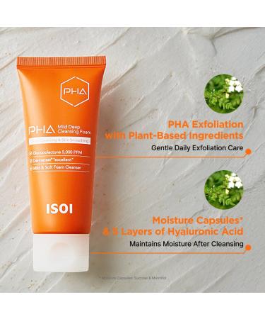 ISOI PHA Mild Deep Cleansing Foam Gentle Daily Exfoliating Face Cleanser with Hydrating PHA Formula Deep Cleansing for Sensitive Skin Korean Skin Care (3.38 fl.oz 100ml) - Buy Online on GoSupps.com