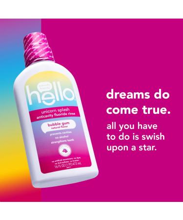 Hello Kids Mouthwash - Alcohol Free Unicorn Bubble Gum, Fluoride, Vegan - 3 Pack (16 OZ) - Buy Online on GoSupps.com