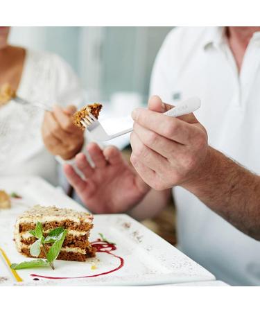 Left Handed Adaptive Utensils Set for Rehabilitation - Easy Grip Spoon and Fork Set for Disabled Elderly - Stainless Steel Self Feeding Utensils - Silver - Buy Online on GoSupps.com