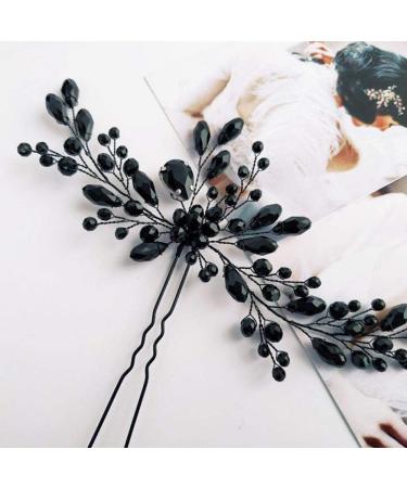 Anglacesmede Bridal Black Crystal Hair Pins Classical Wedding Back Comb Prom Party Festival Hair Accessories for Women and Girls - Buy Online on GoSupps.com