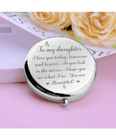 JCHCAMRY Engraved Compact Makeup Mirror - Daughter Gifts for Birthday, Mother's Day & More - Buy Online on GoSupps.com