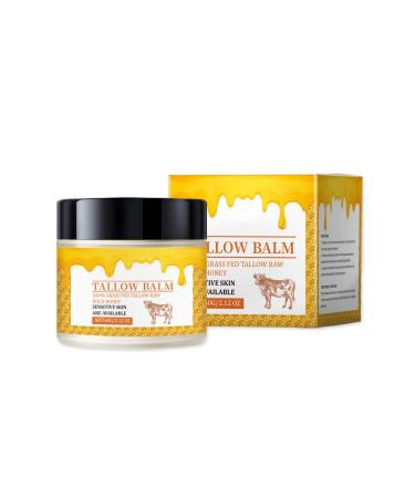 Tallow and Honey Balm for Skin Care - Grass-Fed Beef Tallow & Raw Wild Honey Blend - All Natural Moisturizing Body Oil (2 oz)