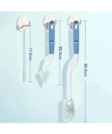 YUXES Silicone Bottle Brush Set - Rotatable Long Handle, 3 Piece Cleaner for Teats, Milk, and Water Bottles (Blue - 360 Spin) - BB1213 - Buy Online on GoSupps.com