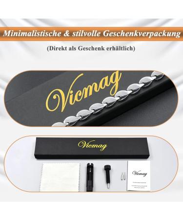 Vicmag Lymphatic Drainage Magnetic Bracelet for Women - Ultra-Strength Titanium Steel Silver & Black Leaves Design - Perfect Gift! - Buy Online on GoSupps.com