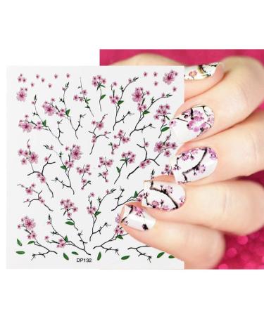 Spring Flower Nail Art Stickers - Self-Adhesive Cherry Blossom Willow Morning Glory Design for Women - 6 Sheets - Buy Online on GoSupps.com