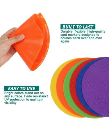 TuXHui 9 Inch Spot Markers Rubber Floor Dots - 24Pcs/30Pcs | Non Slip Agility Dots for Kids Sports & Gym Training | Includes Flat Field Cones Circles | Ideal for Soccer, Basketball, Preschool & Kindergarten Classroom - 6 Colors Available - Buy Online on GoSupps.com