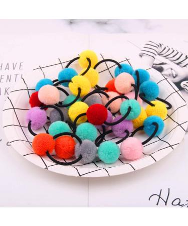 Lurrose 10-Piece Pom Pom Hair Tie Set | Fluffy Elastic Hair Bands for Women & Girls | Stylish Fur Ball Ponytail Holders | International Shipping Available - Buy Online on GoSupps.com