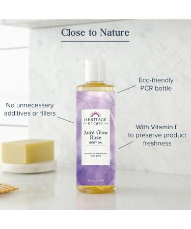 Aura Glow Rose Body & Massage Oil | 8oz Moisturizer for Skin & Hair | Heritage Store - Buy Online on GoSupps.com