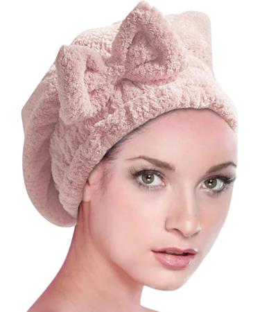 Xuanshengjia Hair Dryer Towels - Soft & Absorbent Fast Drying Hair Care | Towel Hat for Curly Hair Anti-Frizz Accessories in Perfect Pink for Women - Buy Online on GoSupps.com
