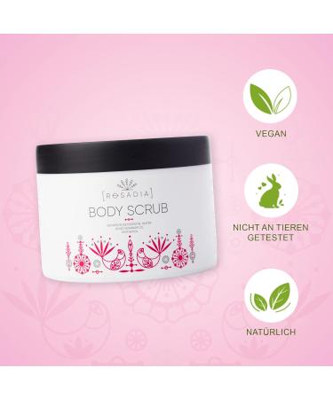 Rosadia Body Peeling - Vegan Natural Exfoliant with Rose Hip Kernels for Clear Skin Ingrown Hairs & Back Acne - 245g - Buy Online on GoSupps.com