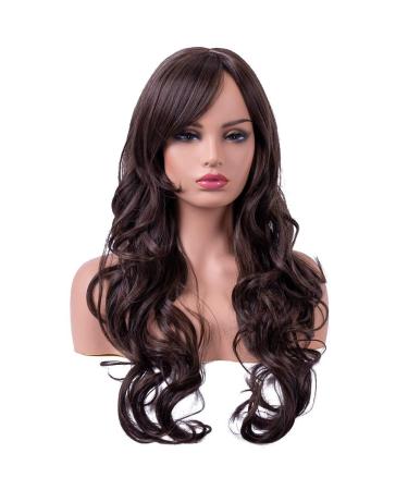 Long wavy wigs for women full hair chocolate dark brown cosplay lolita party wig or daily life + wig cap and kamm sxl1485 (Dark Brown) - Buy Online on GoSupps.com
