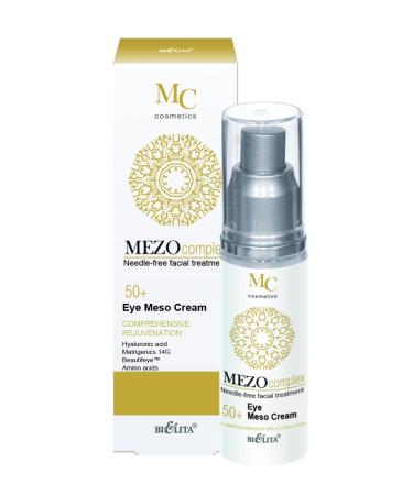 Bielita & Vitex Mezo Complex Anti-Aging Intensive Rejuvenating Eye Meso Cream Moisturizer 50+ for All Skin Types 30 ml with Hyaluronic Acid Collagen Amino Acid Cocktail Vitamins