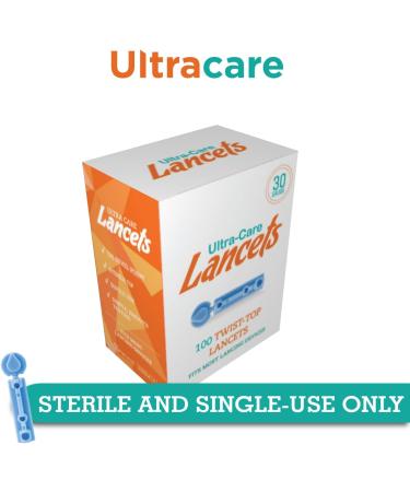 Ultracare 30 Gauge Disposable Blood Lancets - 100 Count | Fits All Standard Lancing Devices - Buy Online on GoSupps.com