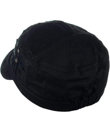 D&Y Unisex Cotton Distressed Cadet Military Cap - Black | ACD2007 - Buy Online on GoSupps.com