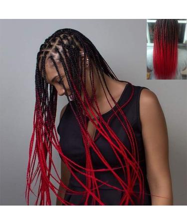 AIDUSA Ombre Braiding Hair 24 Inch 100g 5pcs Synthetic Afro Jumbo Extensions - Black to Red | Women's Hair Twist Crochet Braids - Buy Online on GoSupps.com