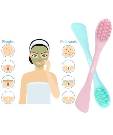 Shop MSQ Face Cleaning Brush Set - 2-in-1 Silicone Applicator & Scrubber - Double-Head Facial Brush for Masks - Blue & Pink - International Shipping Available - Buy Online on GoSupps.com