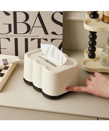 Tissue Box Holder | Wet Wipes Box Holder Dispenser Case - Wall Mounted Spring Design Self-Adhesive Wipes Case Wet Wipes for Countertop Night Stand Tissue Qmisify Cream Black - Buy Online on GoSupps.com