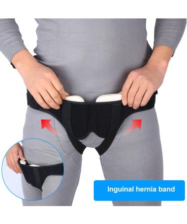 Adjustable Hernia Support Belt for Men - Dual Shape Pads Removable Compression Ideal for Single & Double Inguinal Hernia - Buy Online on GoSupps.com