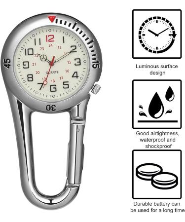 NICERIO Outdoor Carabiner Watch with Glow in The Dark Clip - White Pocket Watch for Rock Climbing & Mountaineering - Buy Online on GoSupps.com