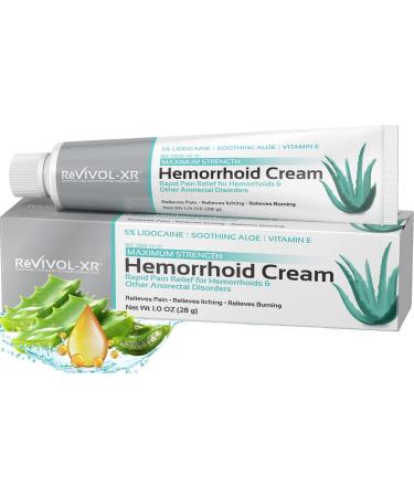 Hemorrhoid Treatment, Max Strength 5% Lidocaine Hemorrhoid Cream + Aloe Vera, Vitamin E.