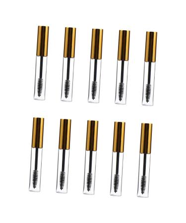Outanaya 10pcs Mascara Bottle Eyelash Brush Tube Holder Lash Containers Portable Bottle Golden Plastic